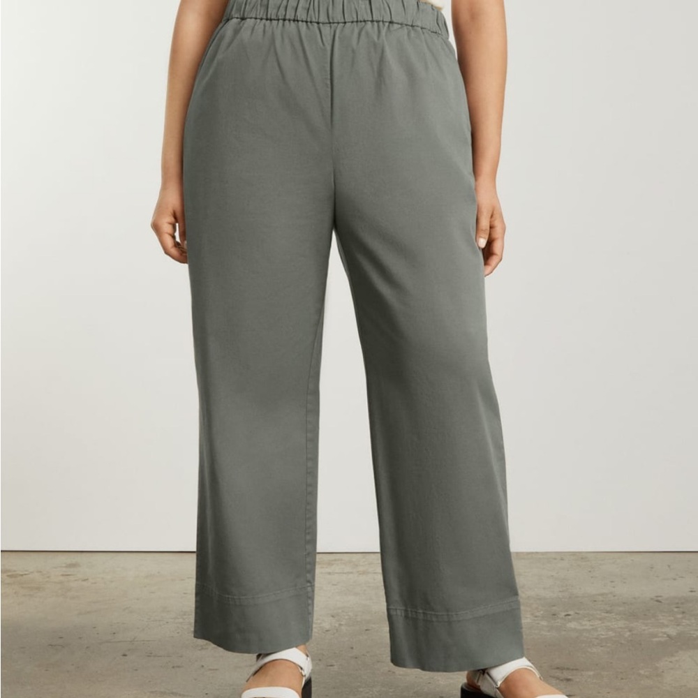 Everlane the Easy Pant Gray Wide Leg pull on pants, High Waist, pockets